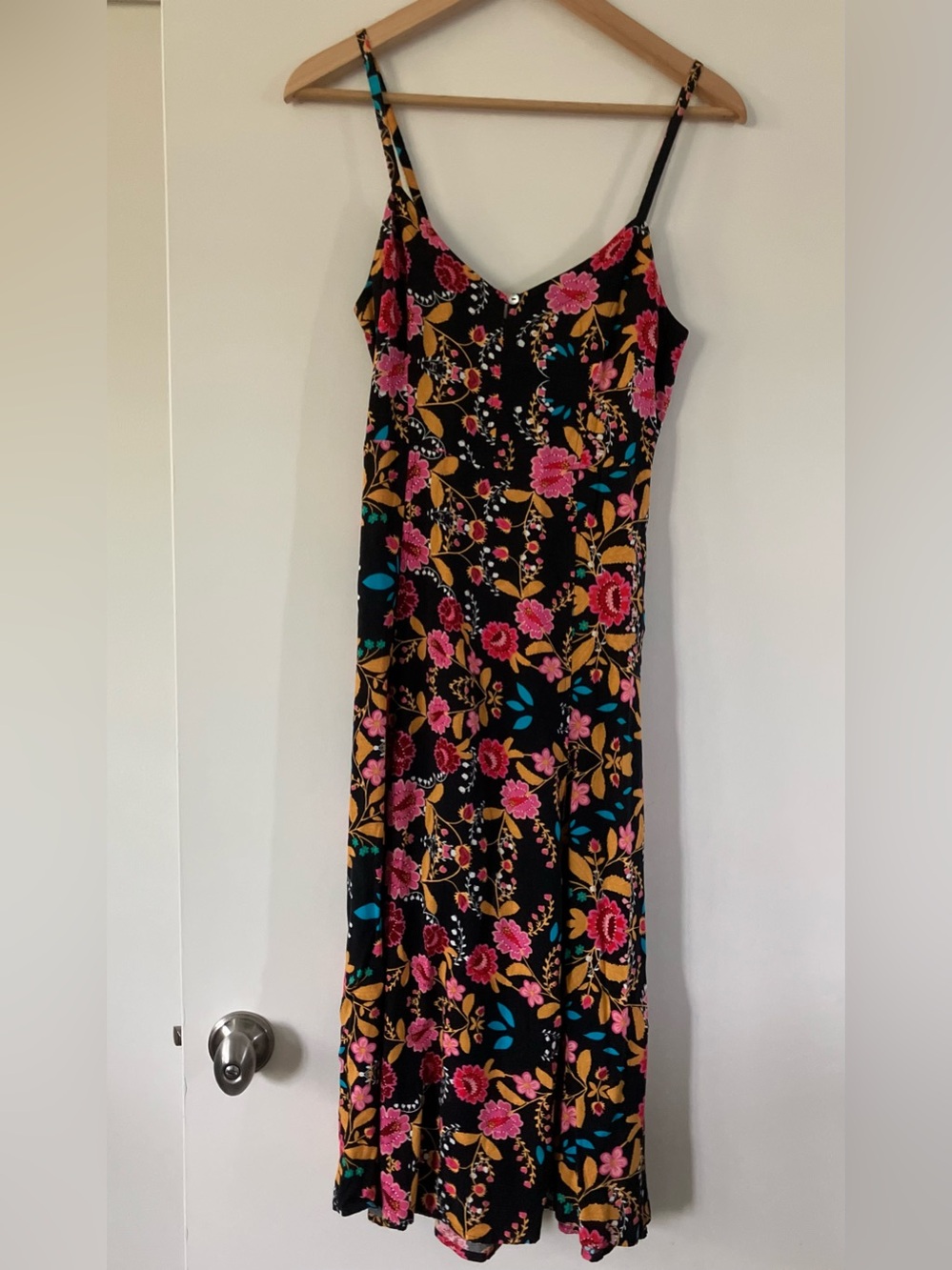 EXPRESS Floral Midi Maxi Dress Black Yellow Pink Red Blue XS